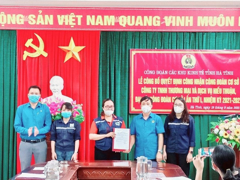 Công tác phát triển đoàn viên, thành lập Công đoàn cơ sở  nhiệm kỳ 2017-2023 tại Công đoàn các Khu kinh tế tỉnh 